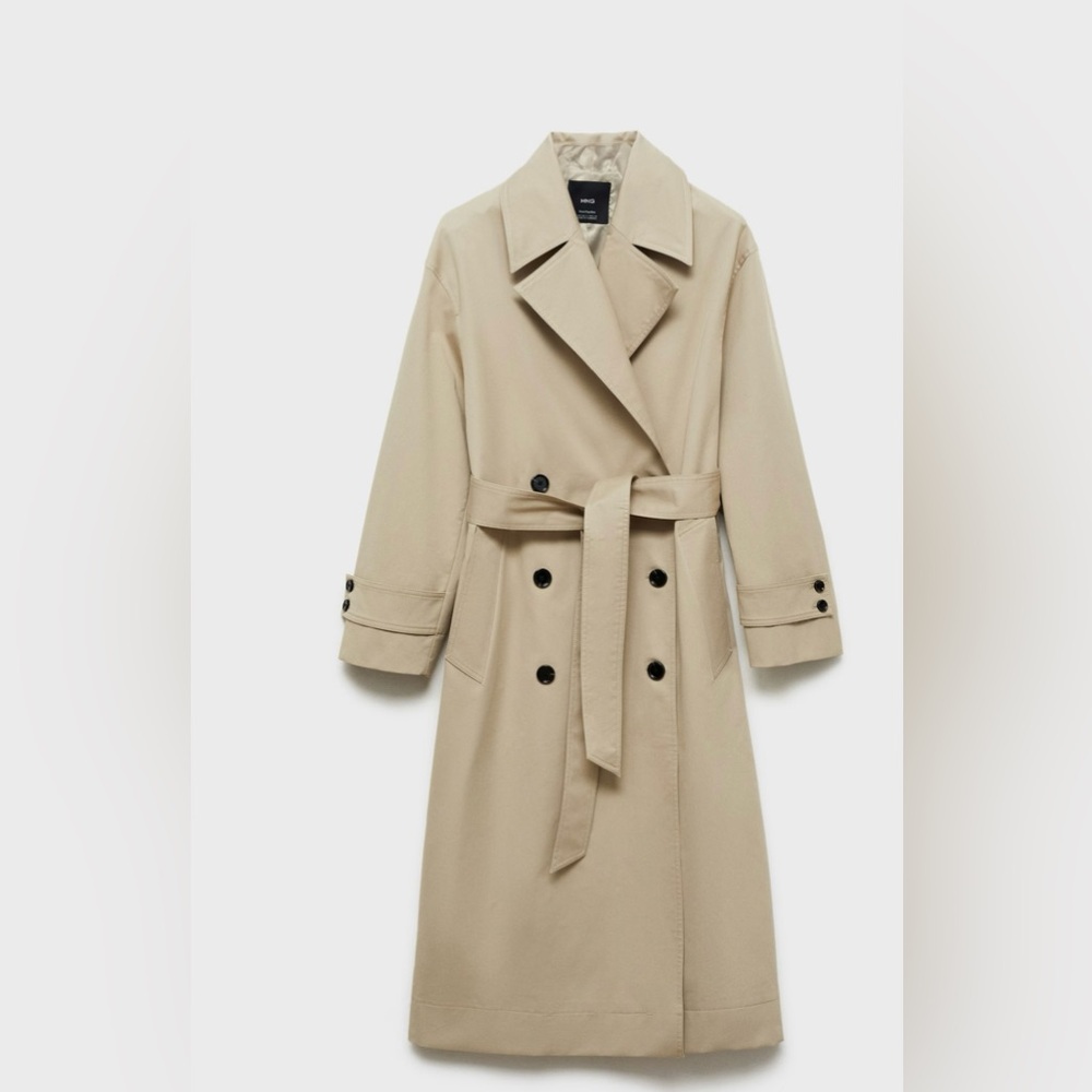 Mango Beige Double-Breasted Trench Coat